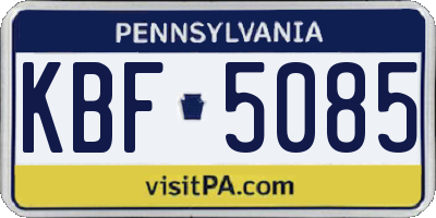 PA license plate KBF5085