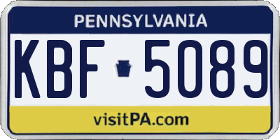 PA license plate KBF5089