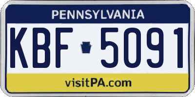 PA license plate KBF5091