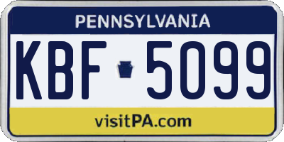 PA license plate KBF5099