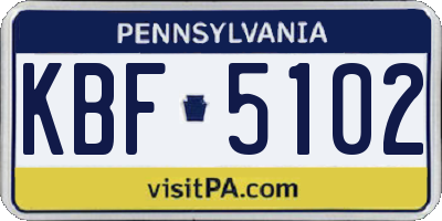 PA license plate KBF5102