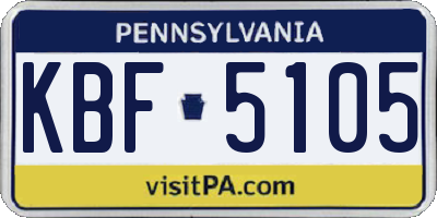 PA license plate KBF5105