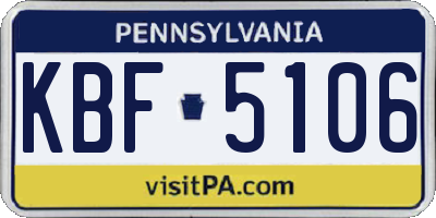 PA license plate KBF5106