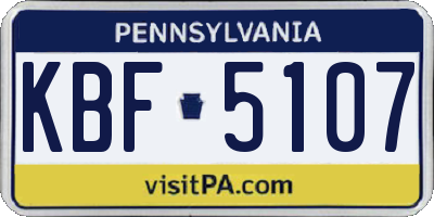 PA license plate KBF5107