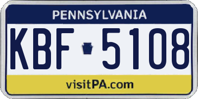 PA license plate KBF5108