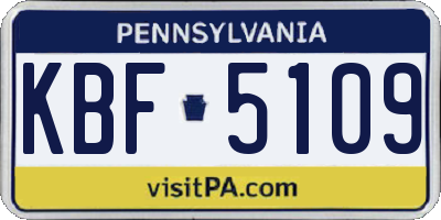 PA license plate KBF5109
