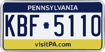 PA license plate KBF5110