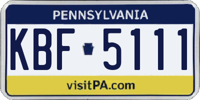 PA license plate KBF5111