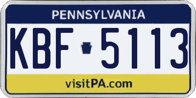 PA license plate KBF5113