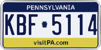 PA license plate KBF5114