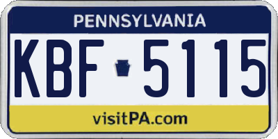 PA license plate KBF5115