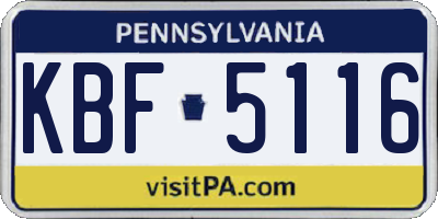 PA license plate KBF5116