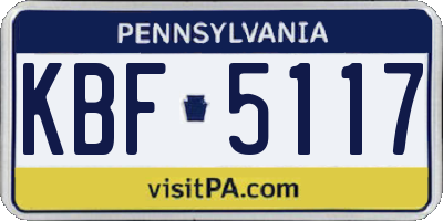 PA license plate KBF5117
