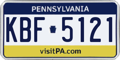 PA license plate KBF5121