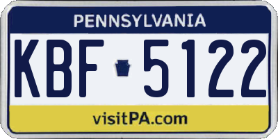 PA license plate KBF5122