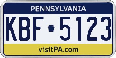 PA license plate KBF5123