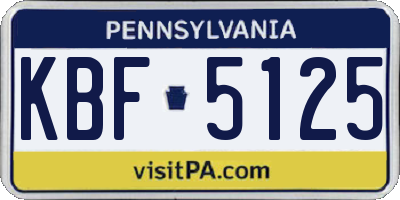 PA license plate KBF5125