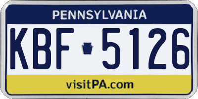 PA license plate KBF5126