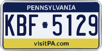 PA license plate KBF5129