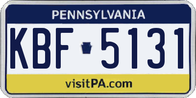 PA license plate KBF5131