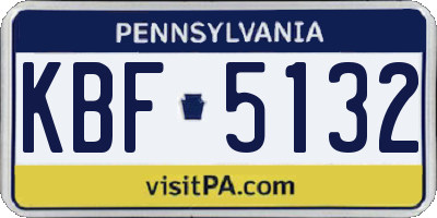 PA license plate KBF5132