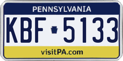 PA license plate KBF5133