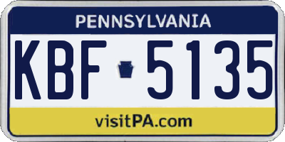PA license plate KBF5135