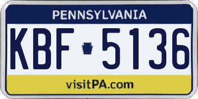 PA license plate KBF5136