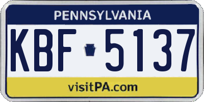 PA license plate KBF5137