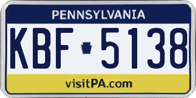 PA license plate KBF5138