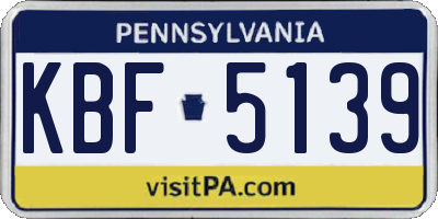 PA license plate KBF5139
