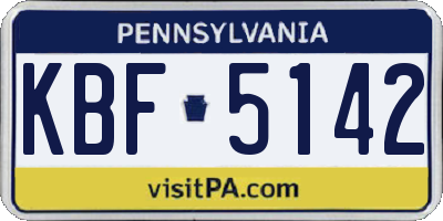 PA license plate KBF5142