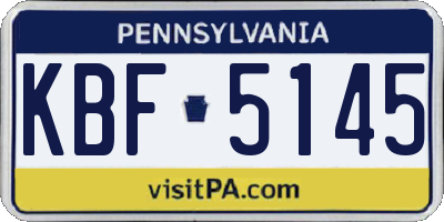 PA license plate KBF5145