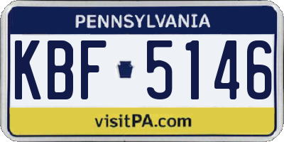 PA license plate KBF5146