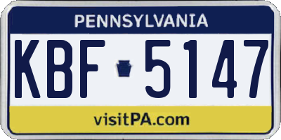 PA license plate KBF5147