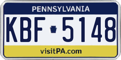 PA license plate KBF5148