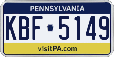 PA license plate KBF5149