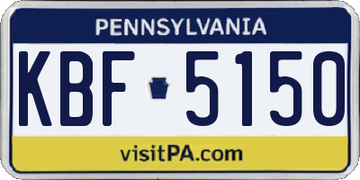 PA license plate KBF5150