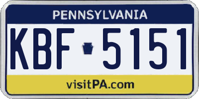 PA license plate KBF5151