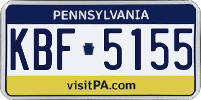 PA license plate KBF5155