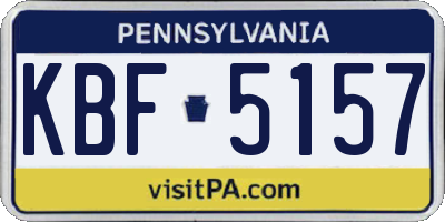PA license plate KBF5157