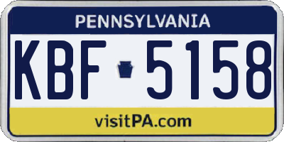 PA license plate KBF5158
