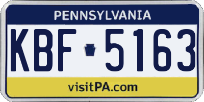 PA license plate KBF5163