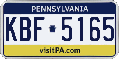 PA license plate KBF5165