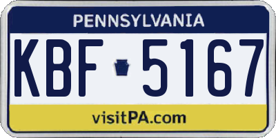 PA license plate KBF5167