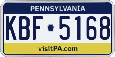 PA license plate KBF5168