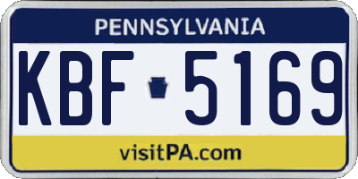 PA license plate KBF5169