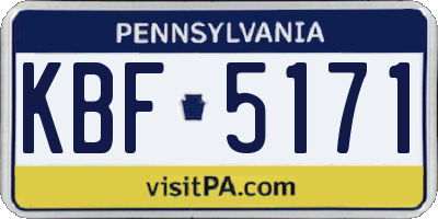PA license plate KBF5171