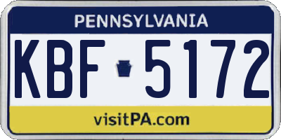 PA license plate KBF5172