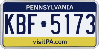 PA license plate KBF5173